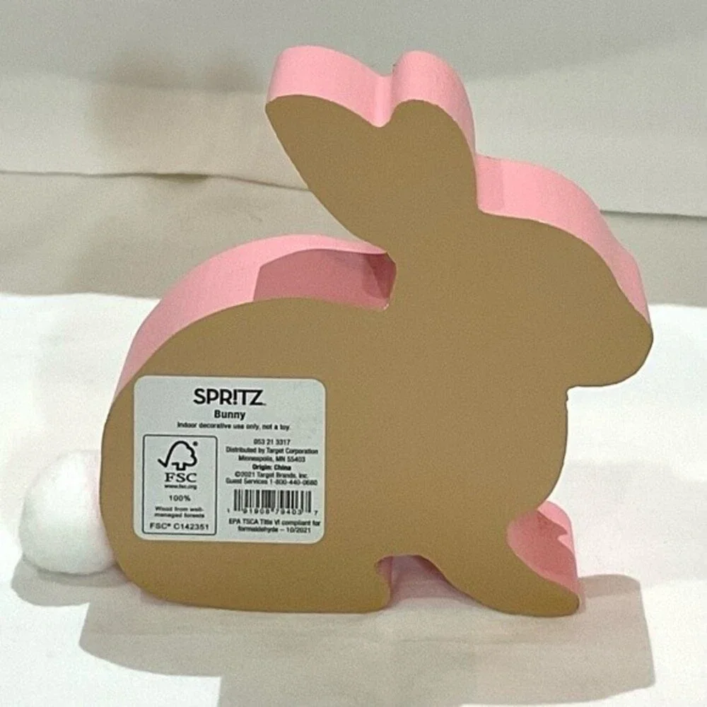 Easter Bunny Cutout Tabletop Decor Wooden Rabbit Spritz NWT Spring